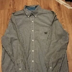 Black and White button down plaid dress shirt